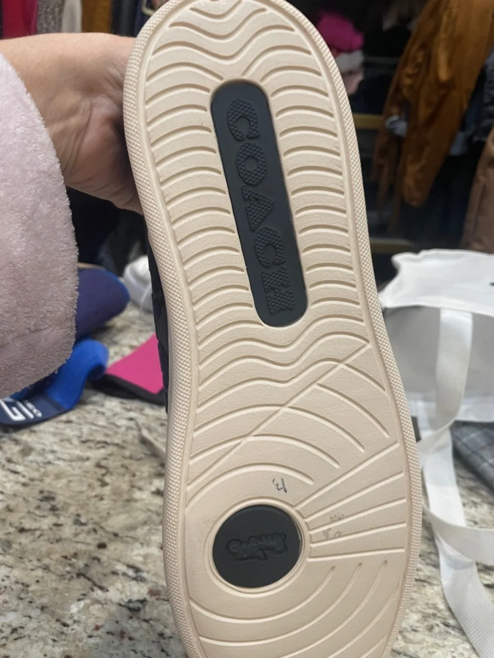 Coach Navy Monogram Leather-Trim Men’s Sneaker with Brown Heel - Picture 5 of 5